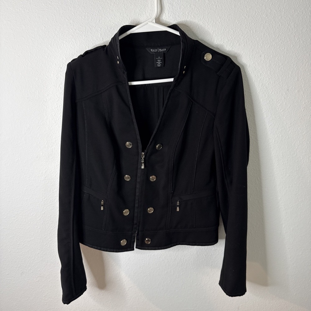 White House Black Market WHBM Jacket Women's S 12 Black Front Zip Stretch Blazer